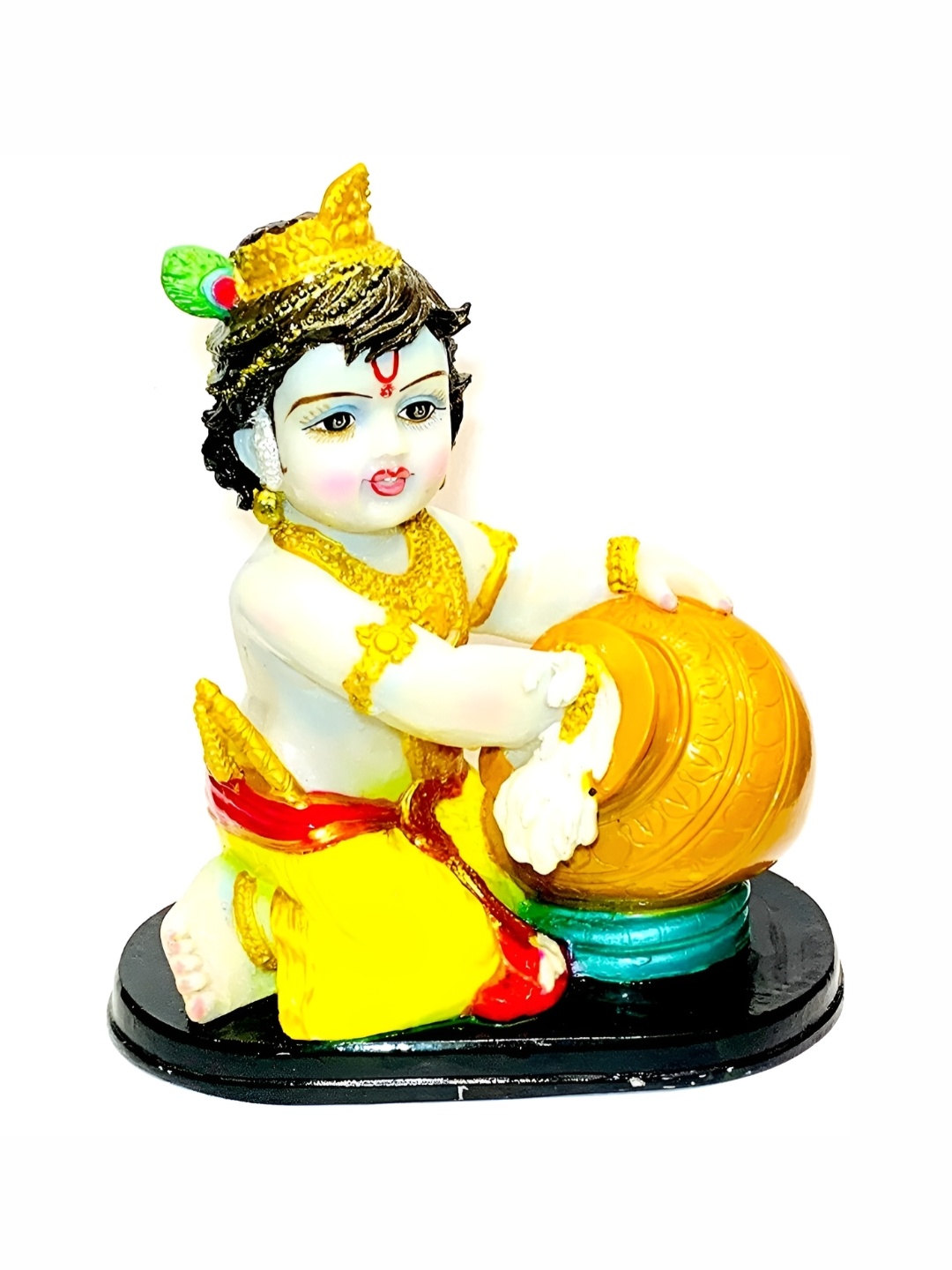 

krishnagallery1 Yellow & White Religious Marble Idol Showpiece