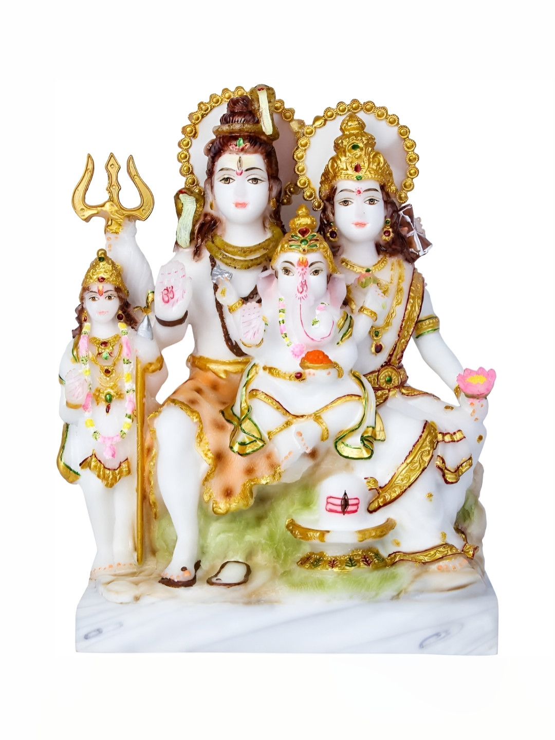 

krishnagallery1 White & Gold toned Marble Shiv Privar Showpiece