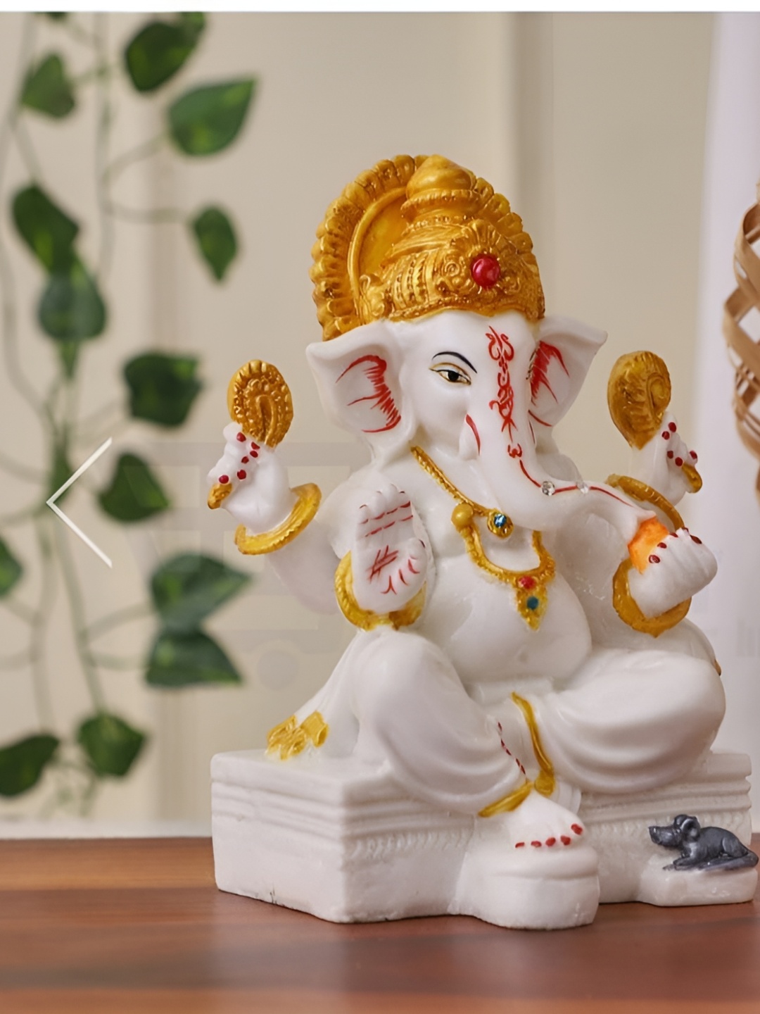 

krishnagallery1 White & Gold toned Marble Showpiece