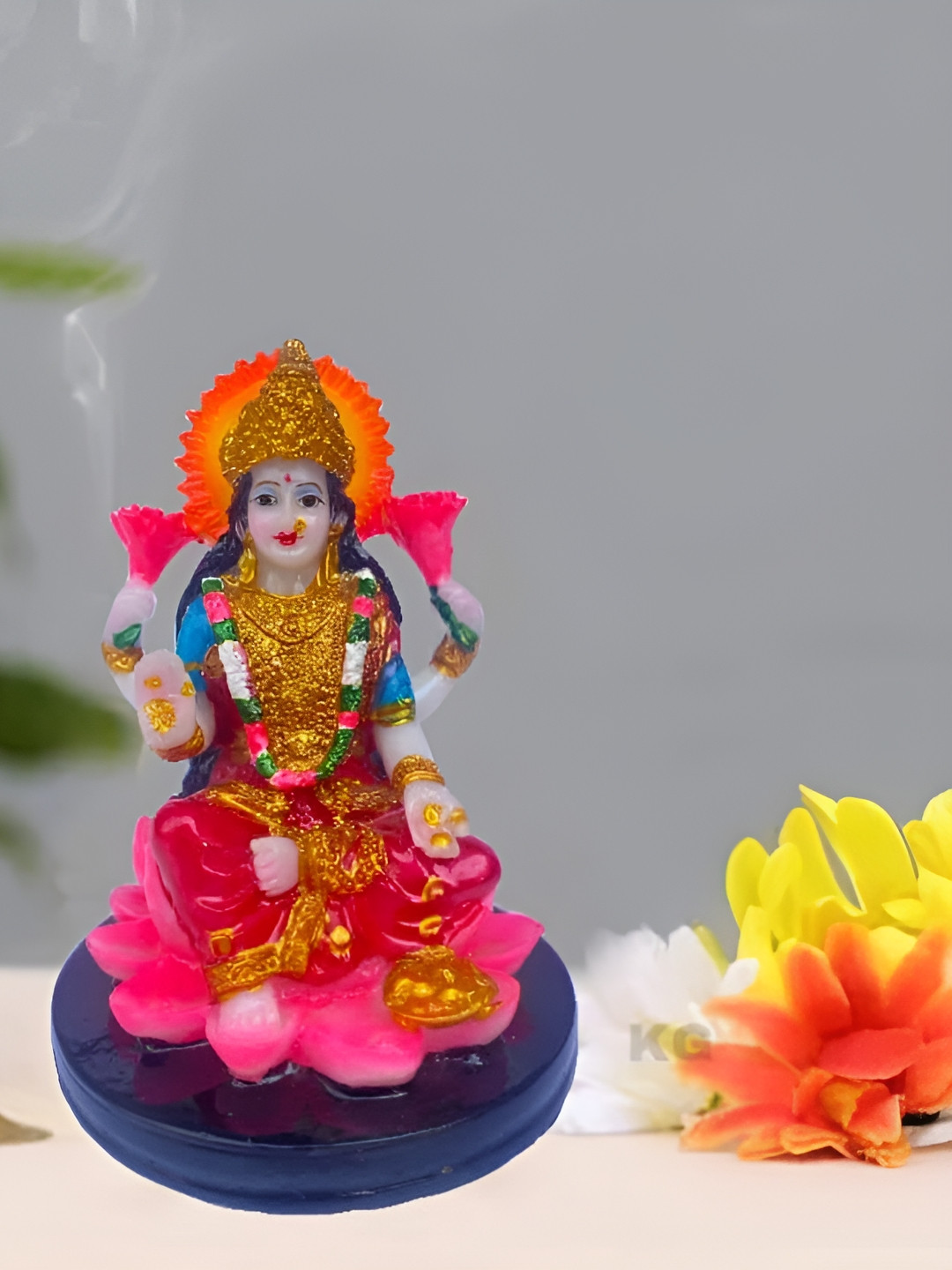 

krishnagallery1 White & Gold Toned Marble Laxmi Mata Showpiece