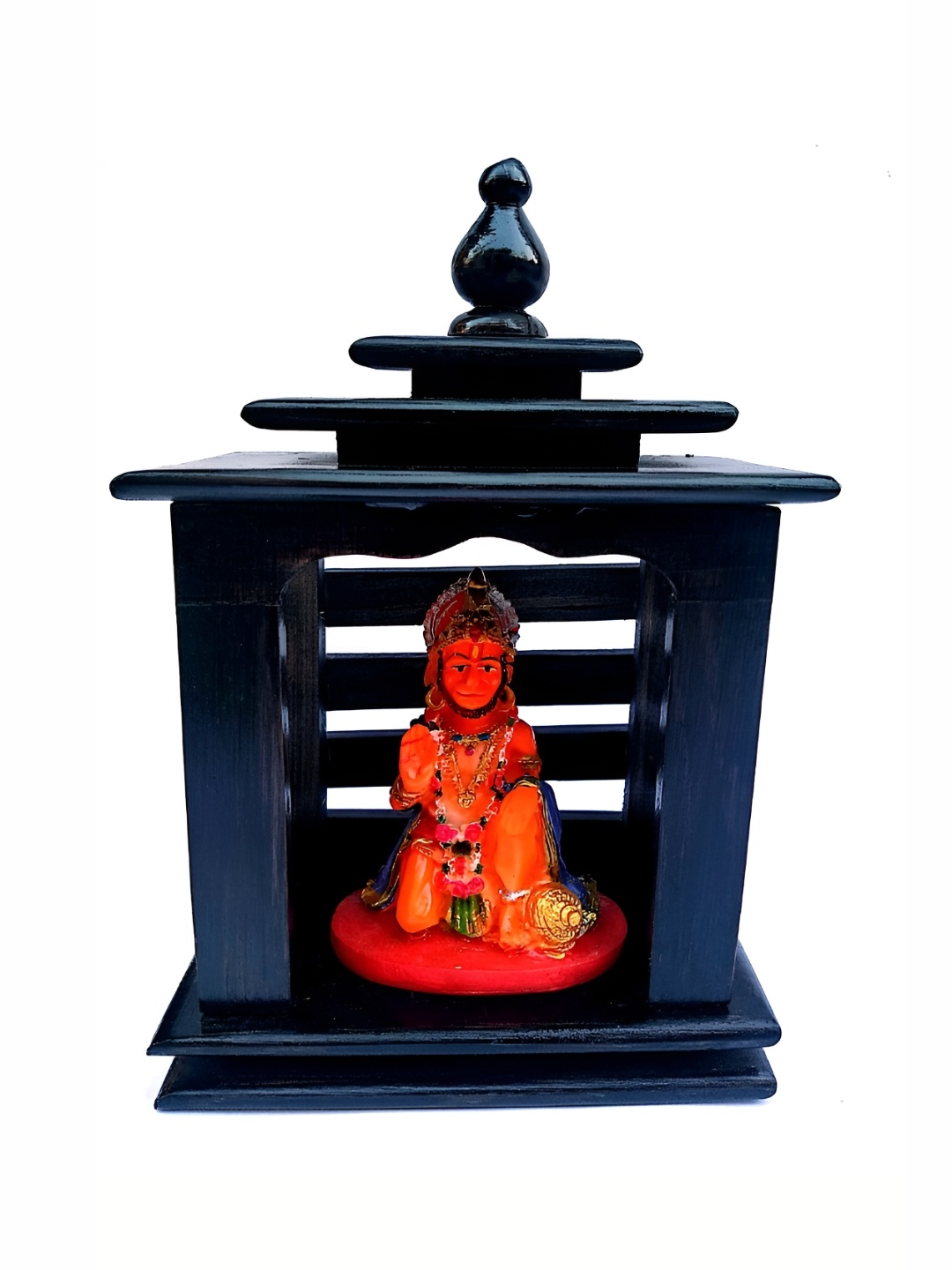 

krishnagallery1 Orange & Blue Lord Hanuman With Wooden Temple Showpiece