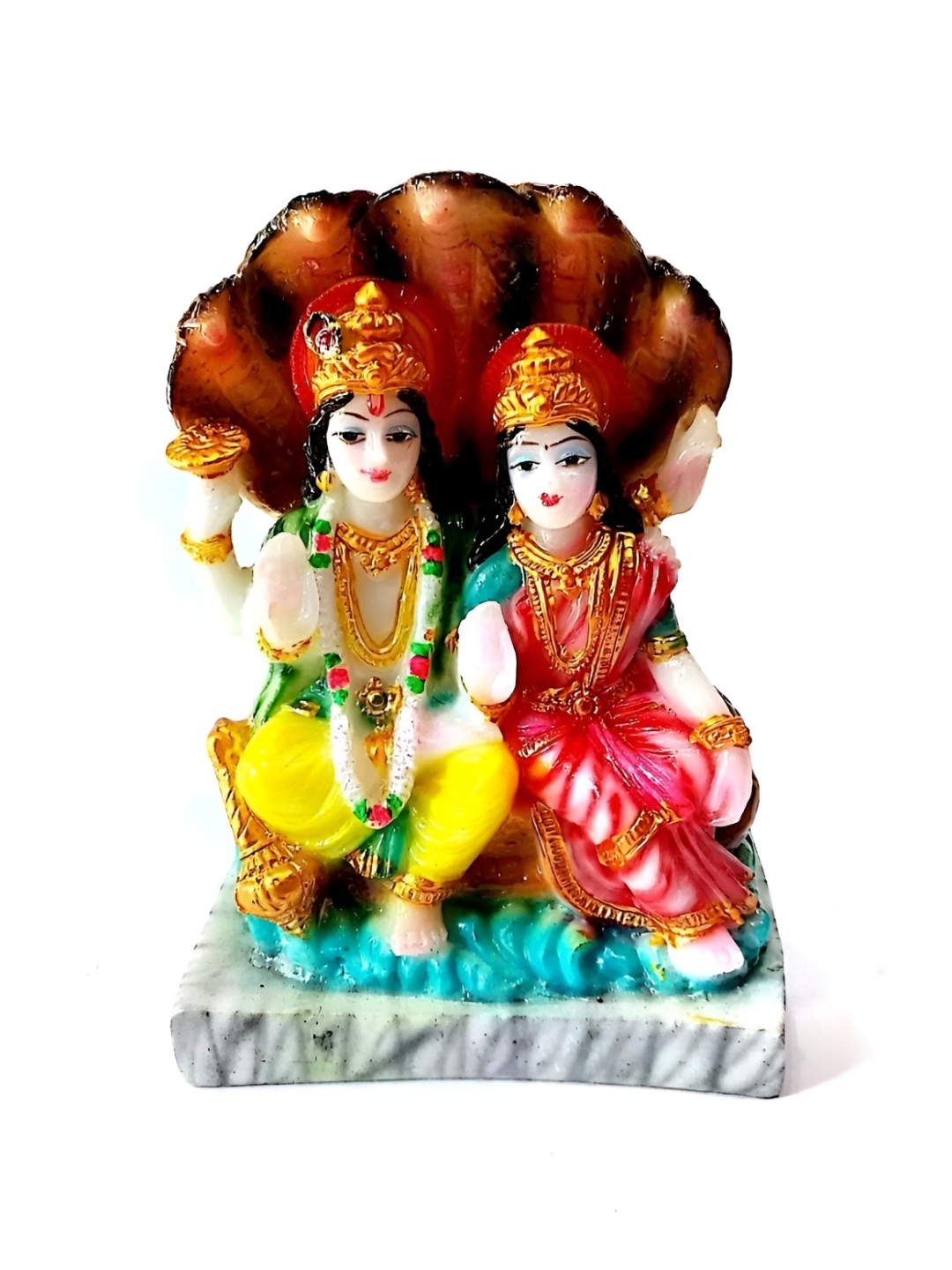 

krishnagallery1 Yellow Red Laxmi Vishnu Idol Showpiece