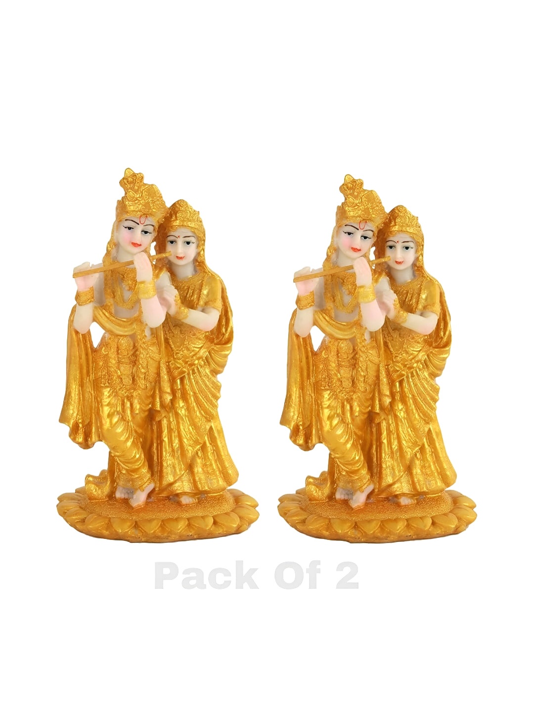 

krishnagallery1 2 Pieces Gold toned Small Radha Krishan Showpieces