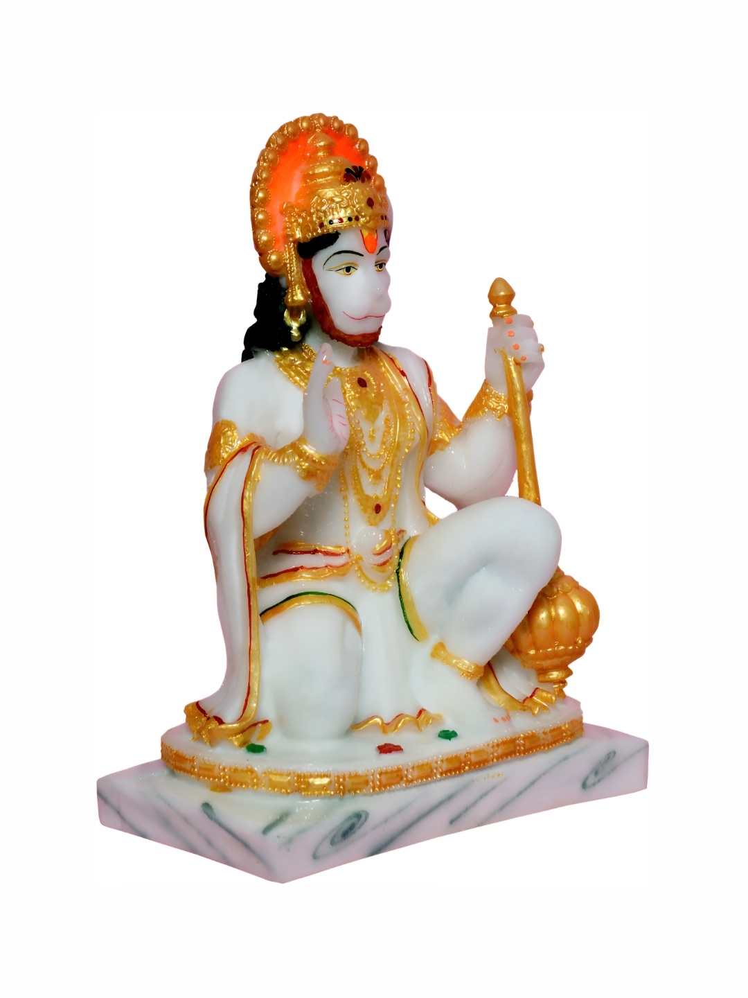 

krishnagallery1 Orange & White Marble Religious Showpiece