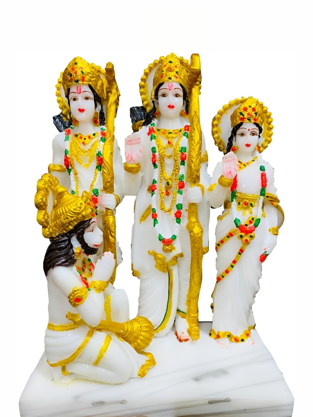 

krishnagallery1 Gold Toned & White Religious Marble Showpiece