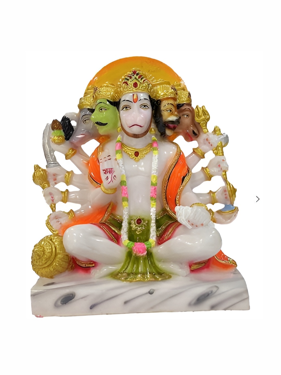 

krishnagallery1 White & Orange Marble Religious Small Idol Showpiece