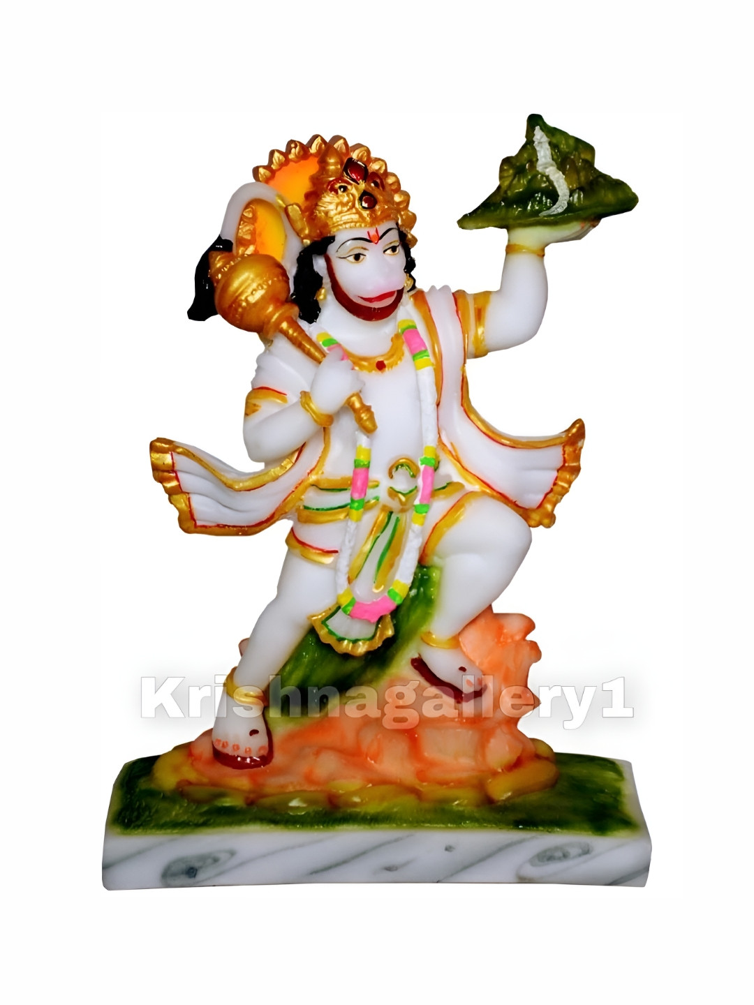 

krishnagallery1 White & Gold Toned Hanuman Showpiece