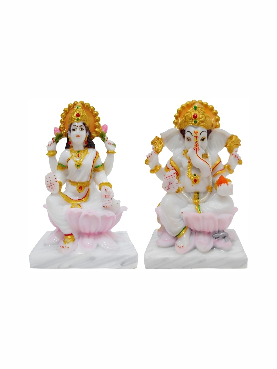 

krishnagallery1 White 2 Pcs Goddess Laxmi & Lord Ganesh Idol Showpiece