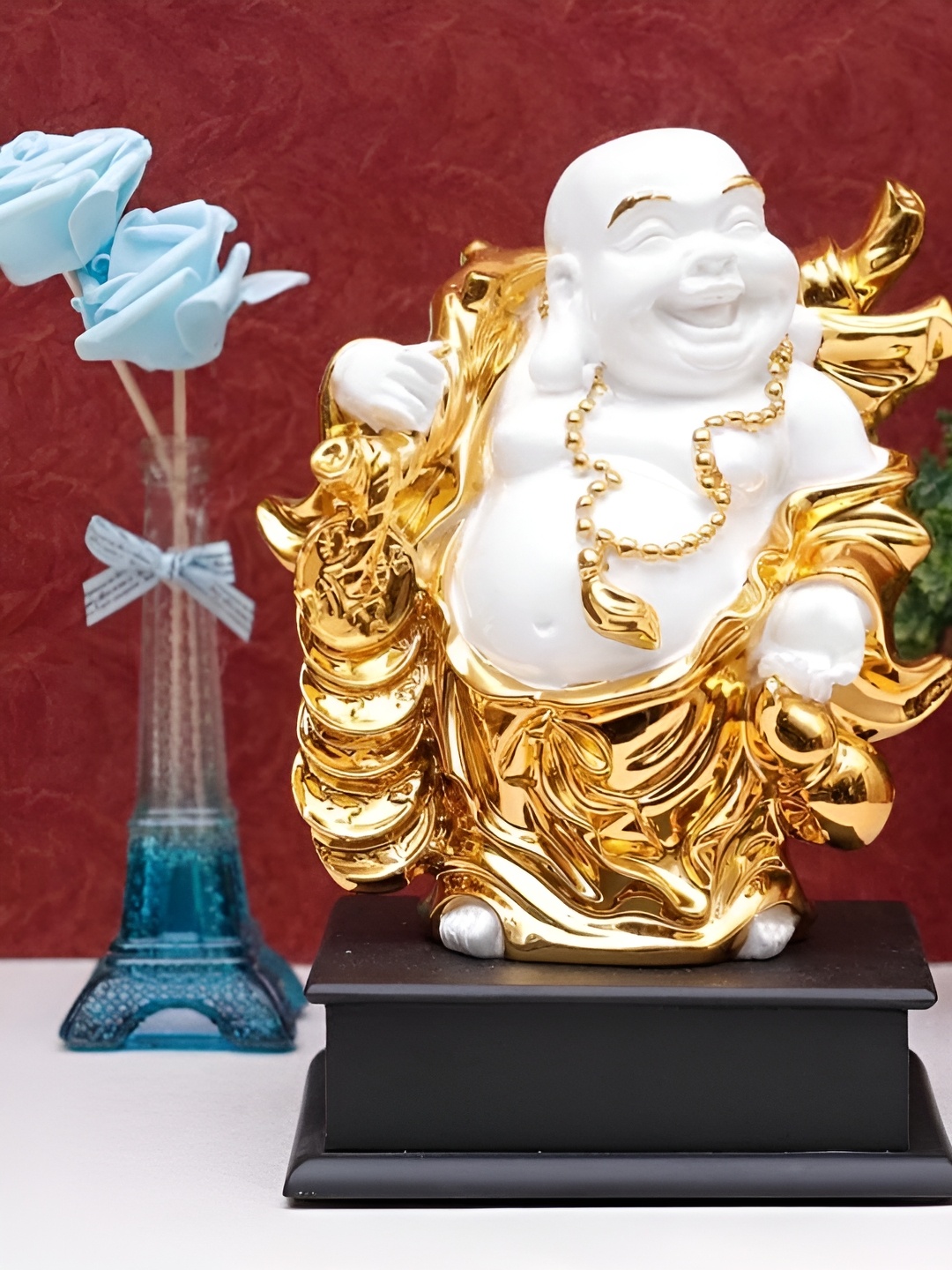 

krishnagallery1 Gold Toned & White Fengshui Metal Showpiece