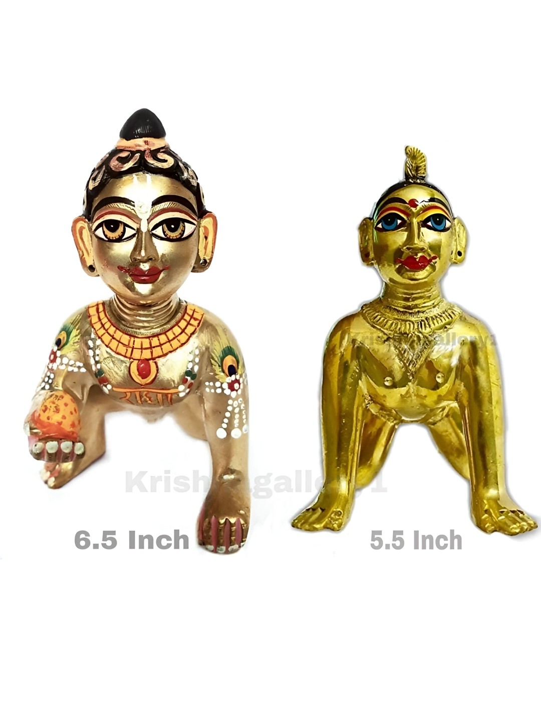 

krishnagallery1 Gold Toned & Black Religious Brass Showpiece