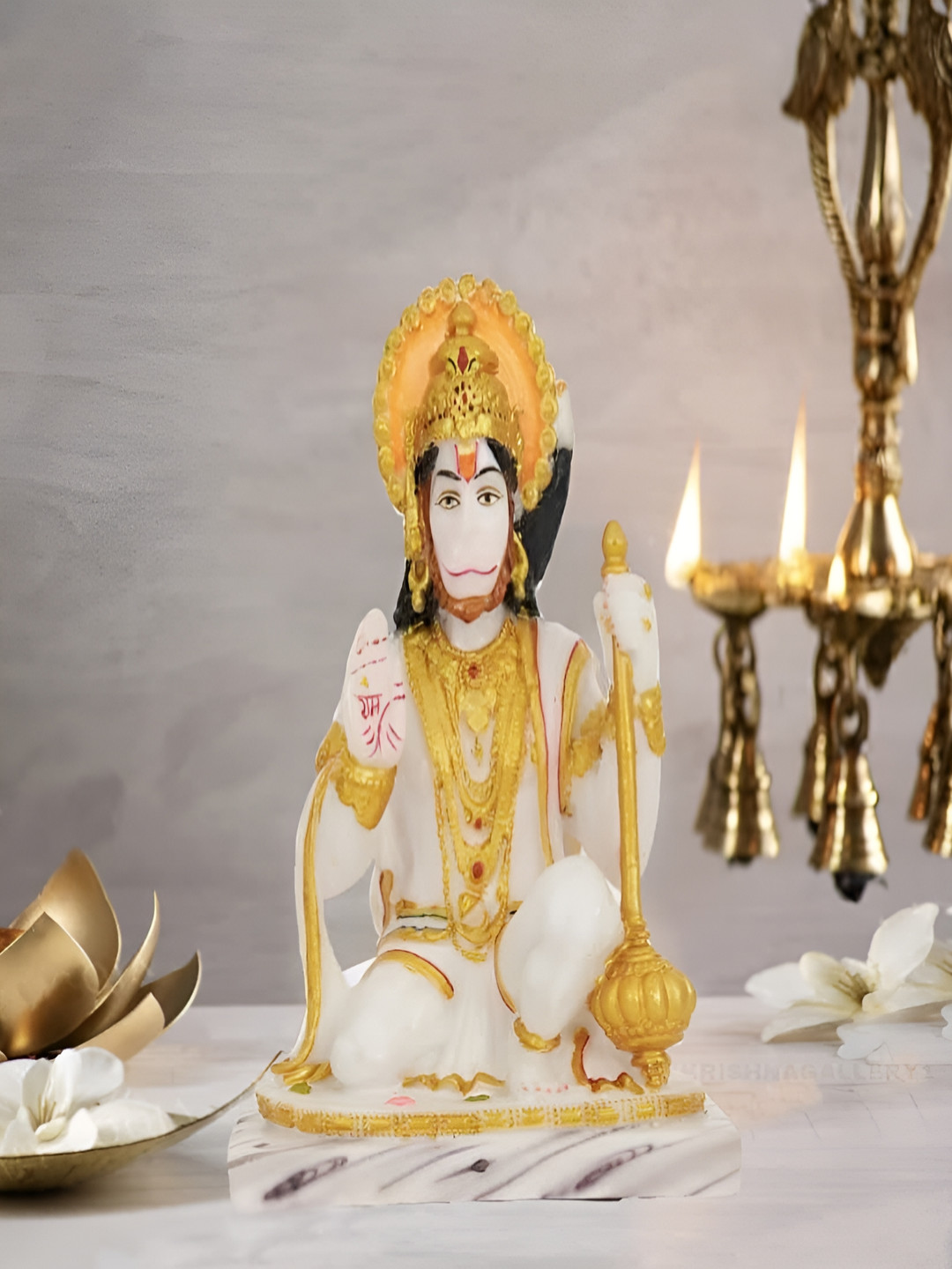 

krishnagallery1 Gold Toned & Beige Idol Religious Showpiece