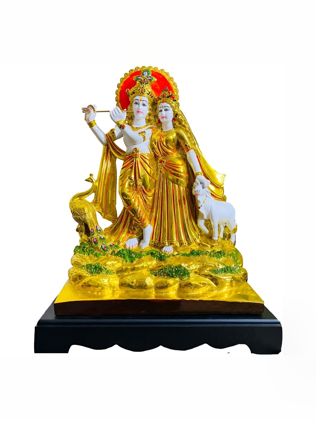 

krishnagallery1 Gold Toned & white Brass Showpiece