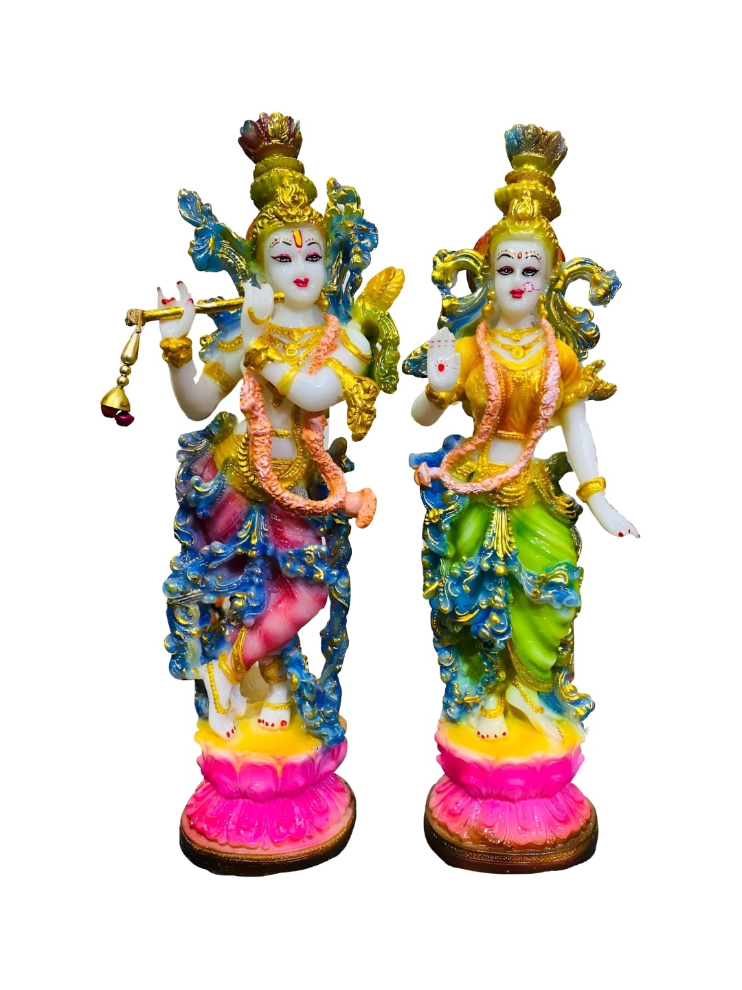 

krishnagallery1 White & Gold Toned Religious Idol Radha Krishna Marble Showpiece