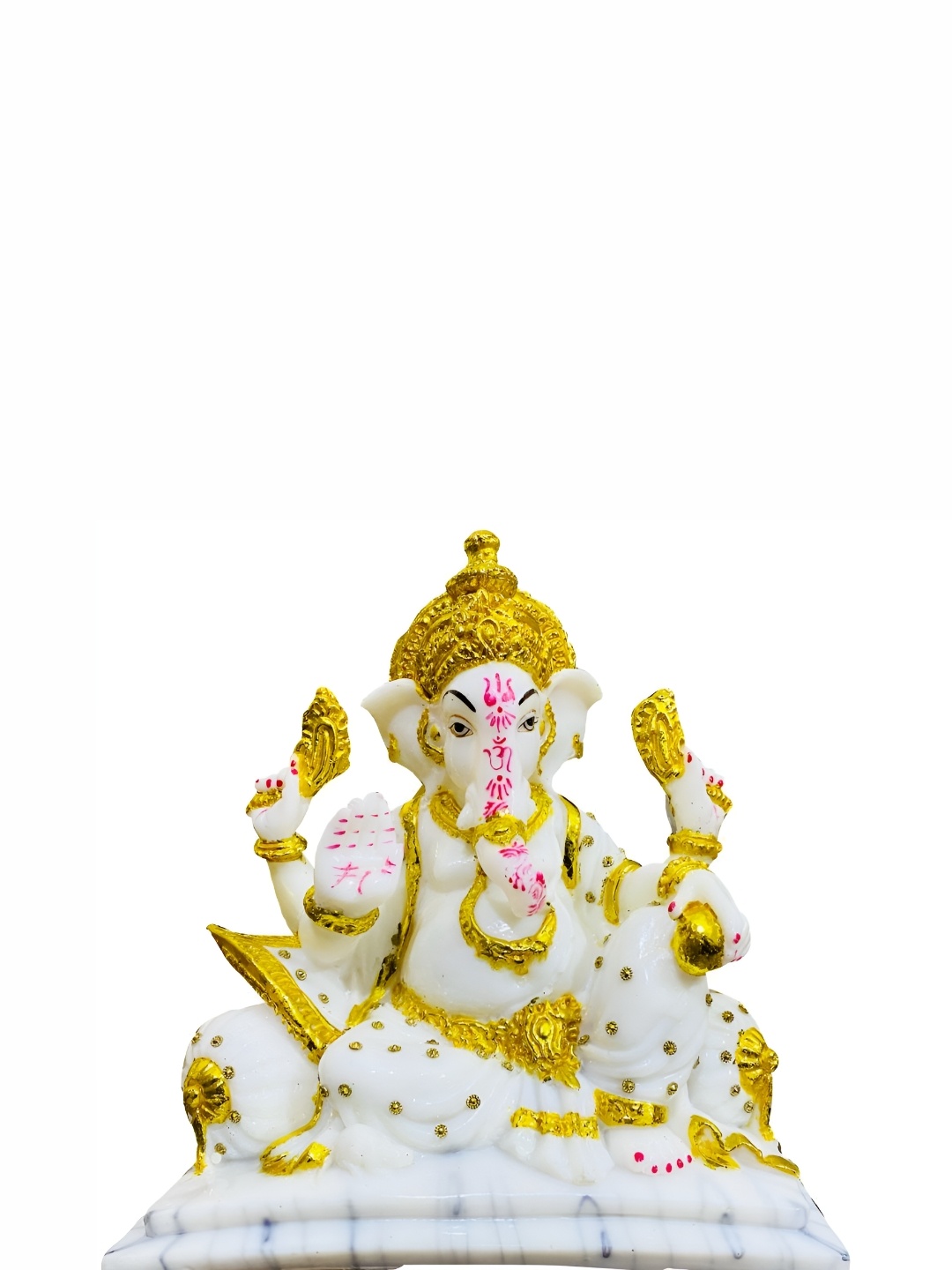 

krishnagallery1 White & Gold Toned Marble Religious Idol Showpiece