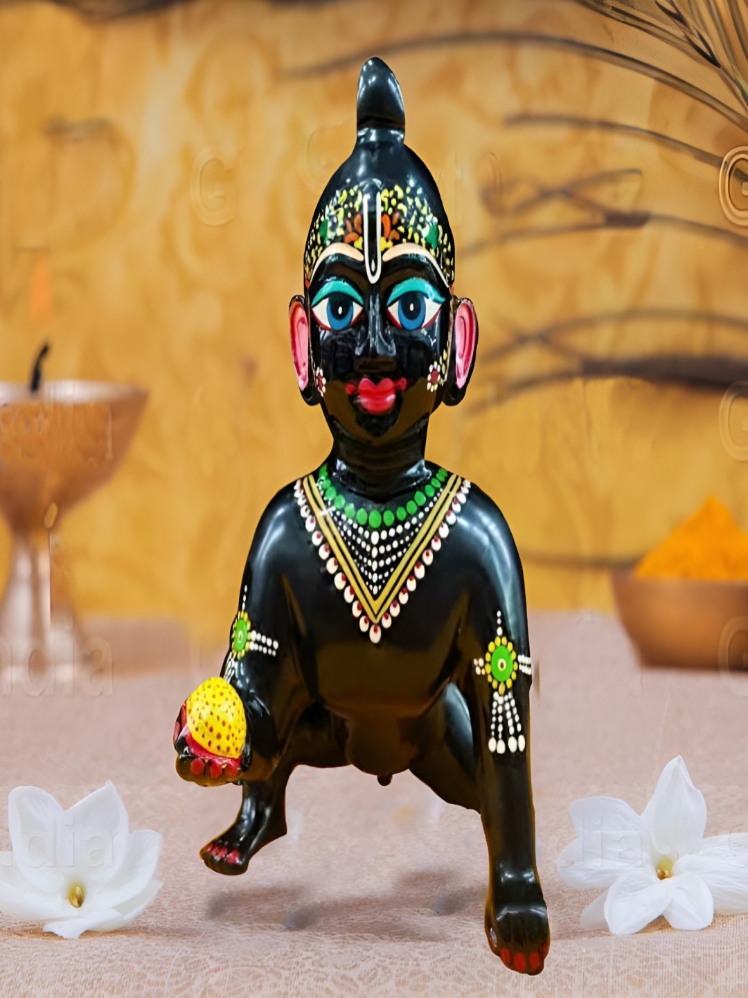 

krishnagallery1 Black and Green Religious Idol Showpiece