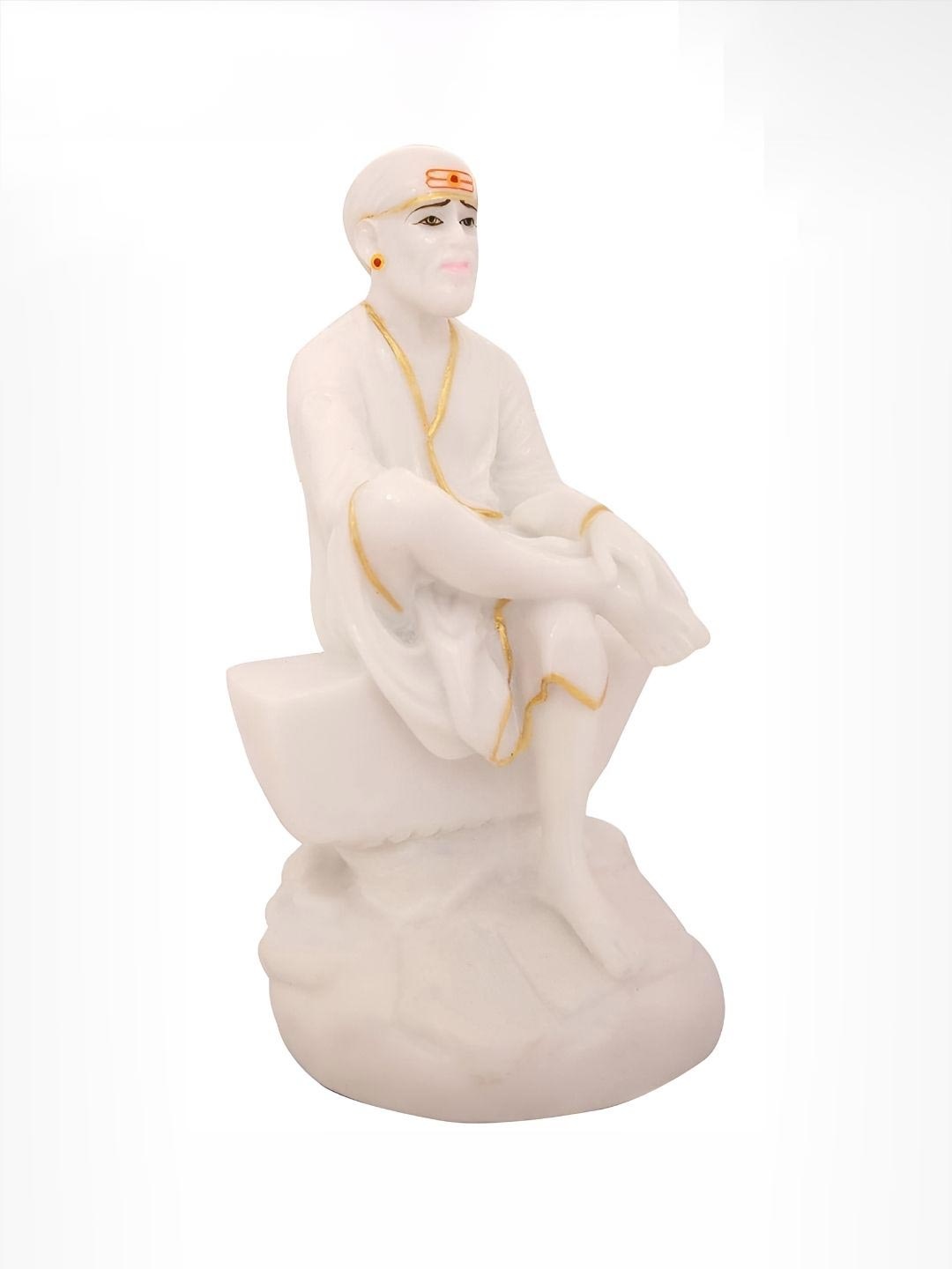 

krishnagallery1 White & Gold-Tone Religious Marble Idol Showpiece