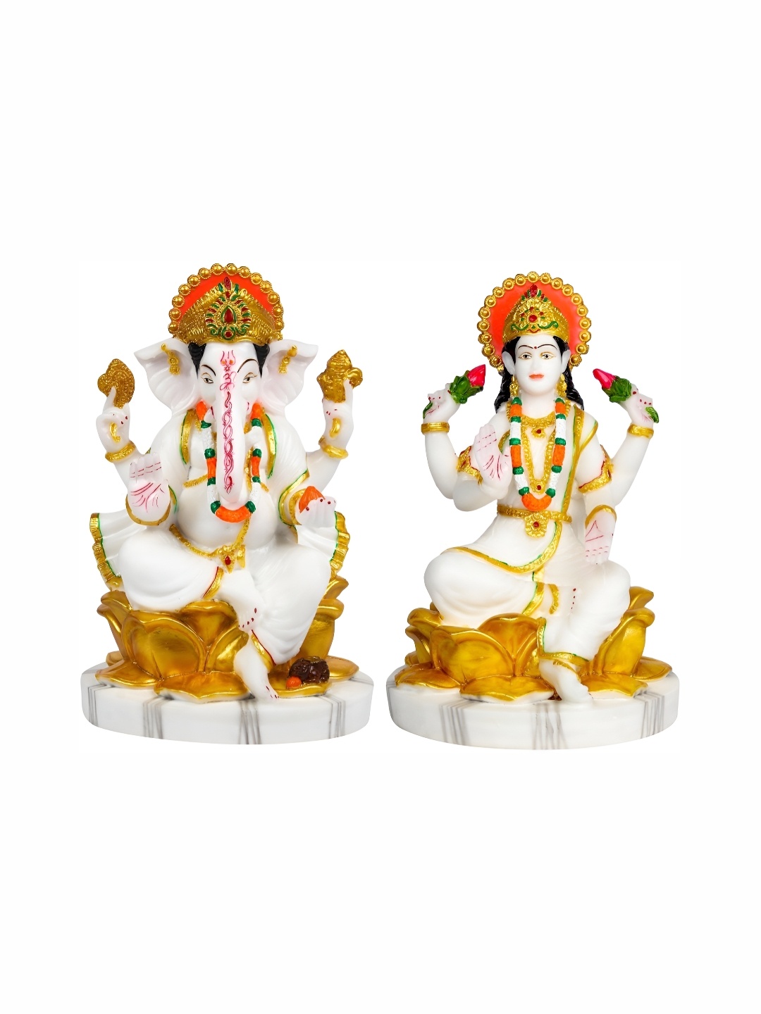 

krishnagallery1 White & Gold-Toned 2 Pieces Marble Idol Showpiece