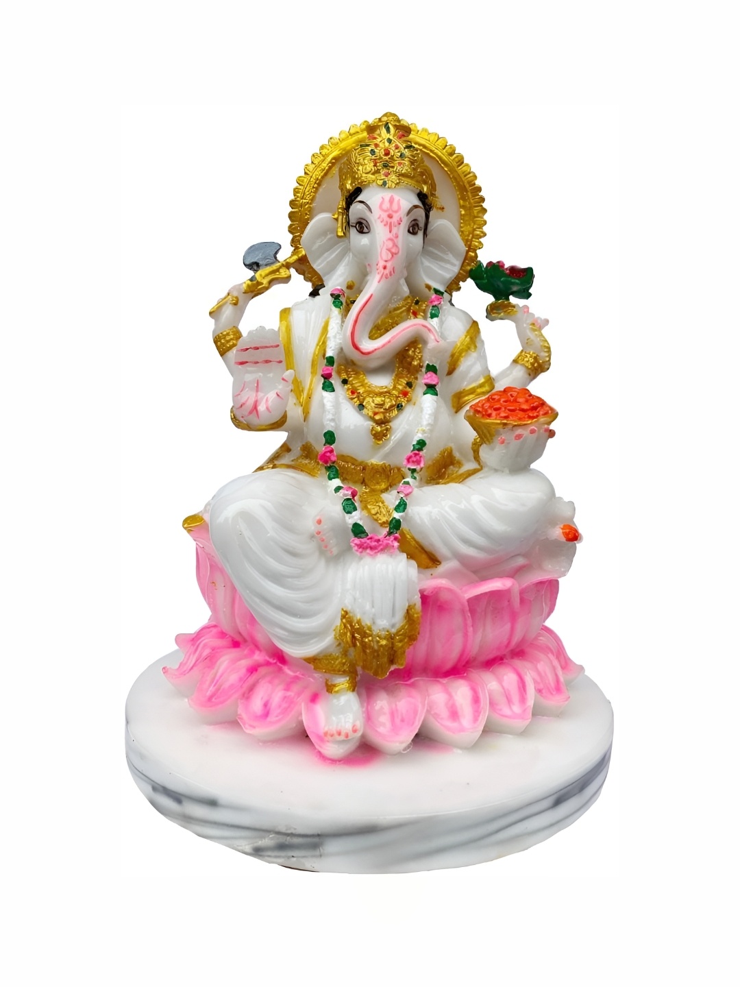 

krishnagallery1 White & Gold Toned Religious Marble Showpiece