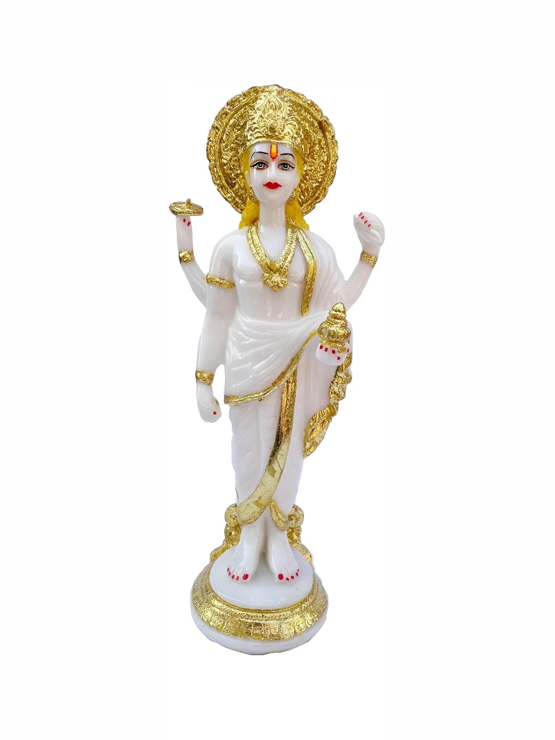 

krishnagallery1 White & Gold Toned Marble Religious Idol Showpiece