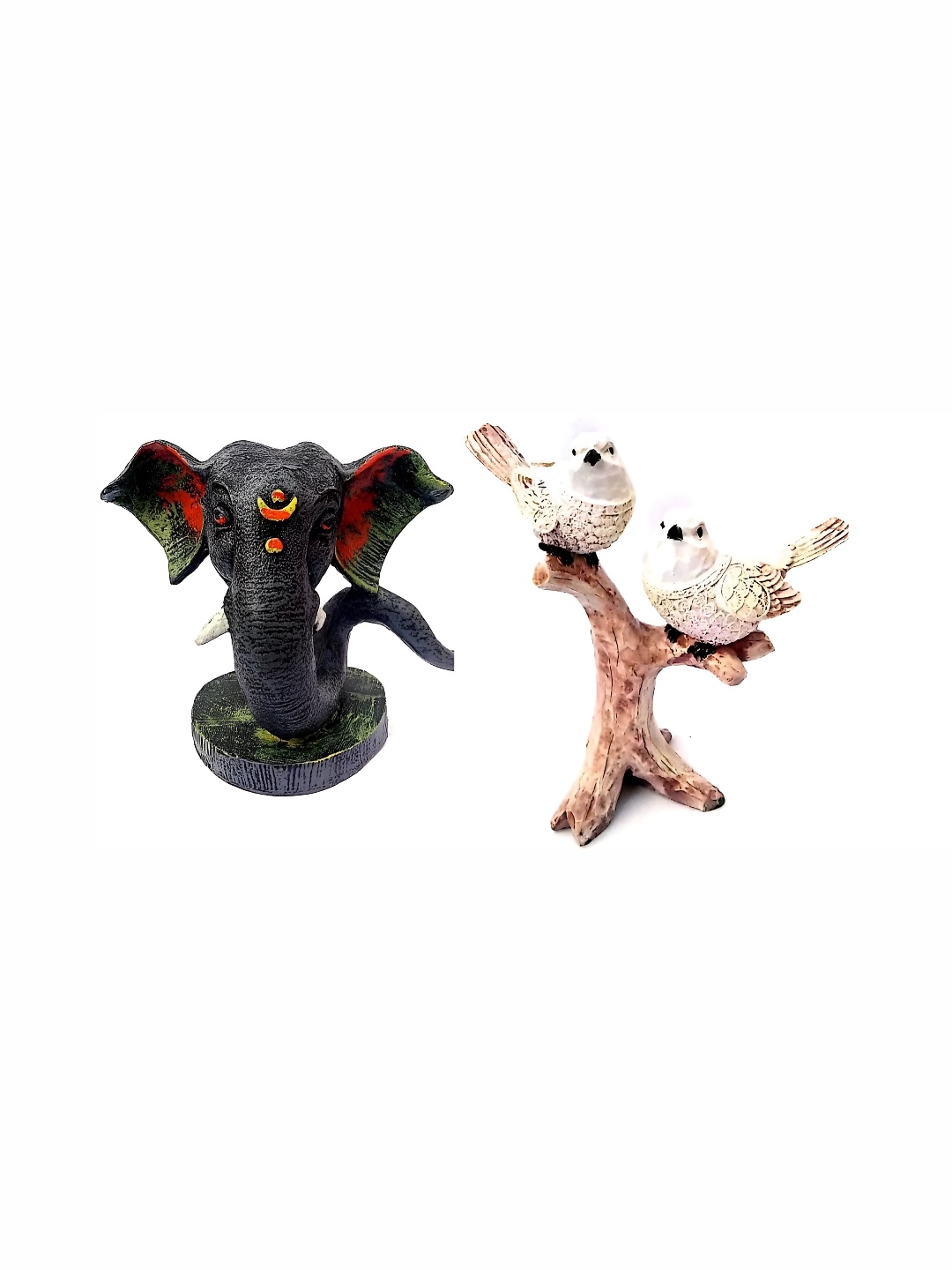 

krishnagallery1 White 2 Pcs Ganesh Marble Finish & Love Birds Showpiece