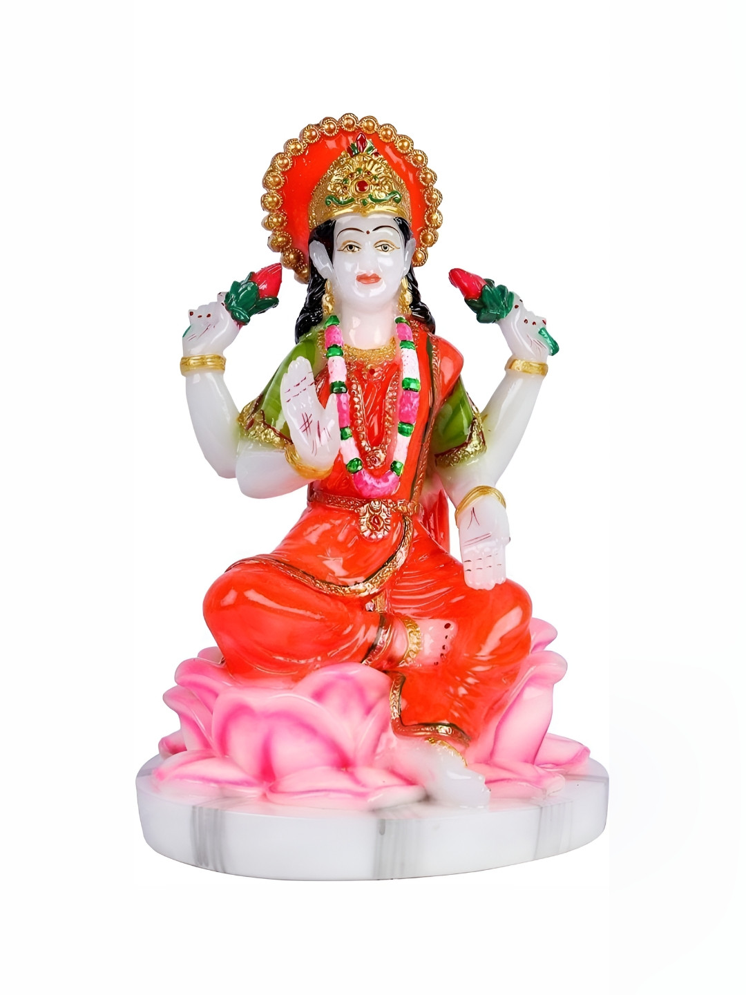 

krishnagallery1 White & Orange Religious Marble Showpiece