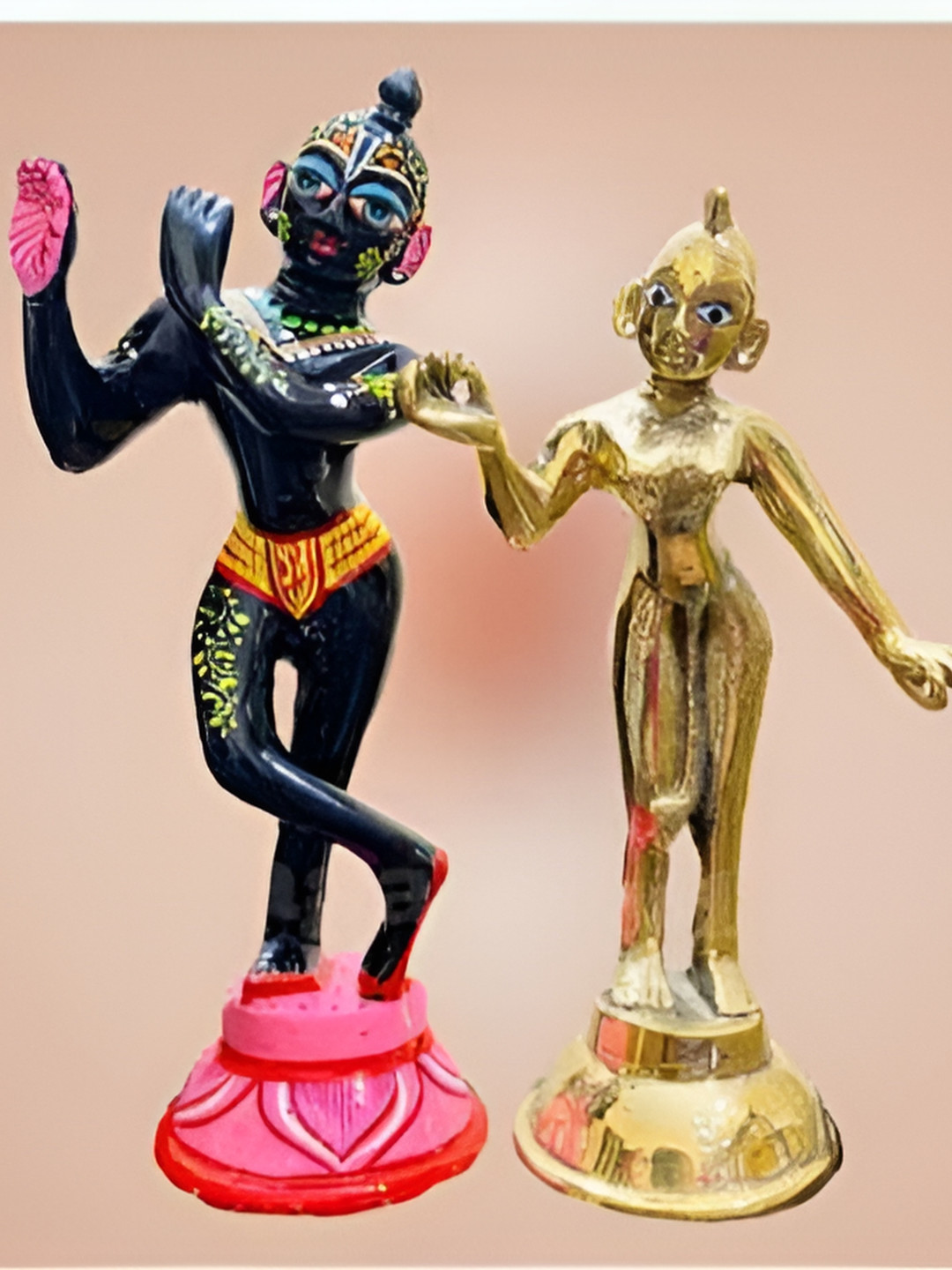 

krishnagallery1 Black & Gold Toned 2 Pcs Radha Krishna Religious Idol Showpieces