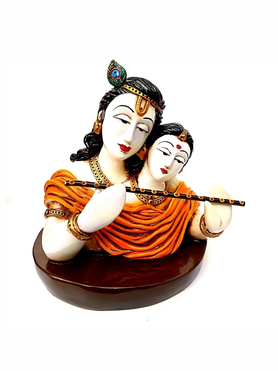 

krishnagallery1 White & Orange Marble Religious Idol Showpiece