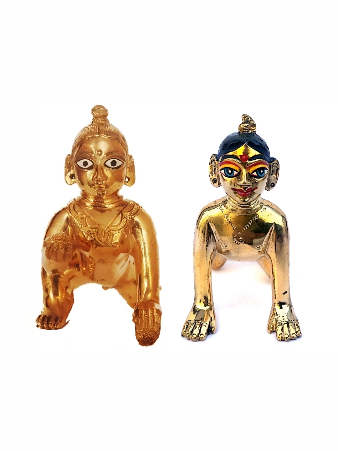 

krishnagallery1 Gold-Toned & Black Brass Religious Small Idol Showpiece