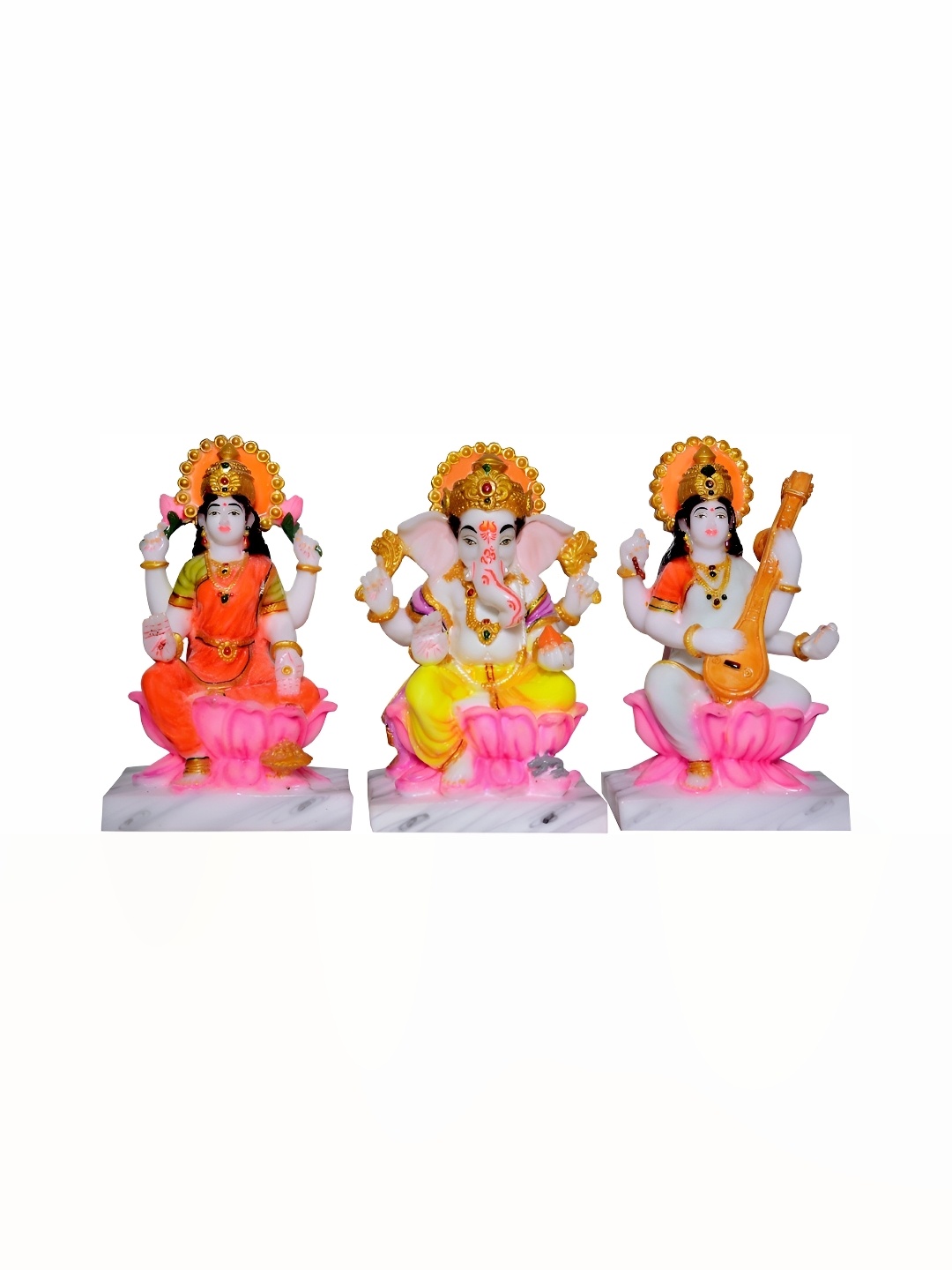 

krishnagallery1 Pink & White 2 Pieces Marble Religious Showpiece