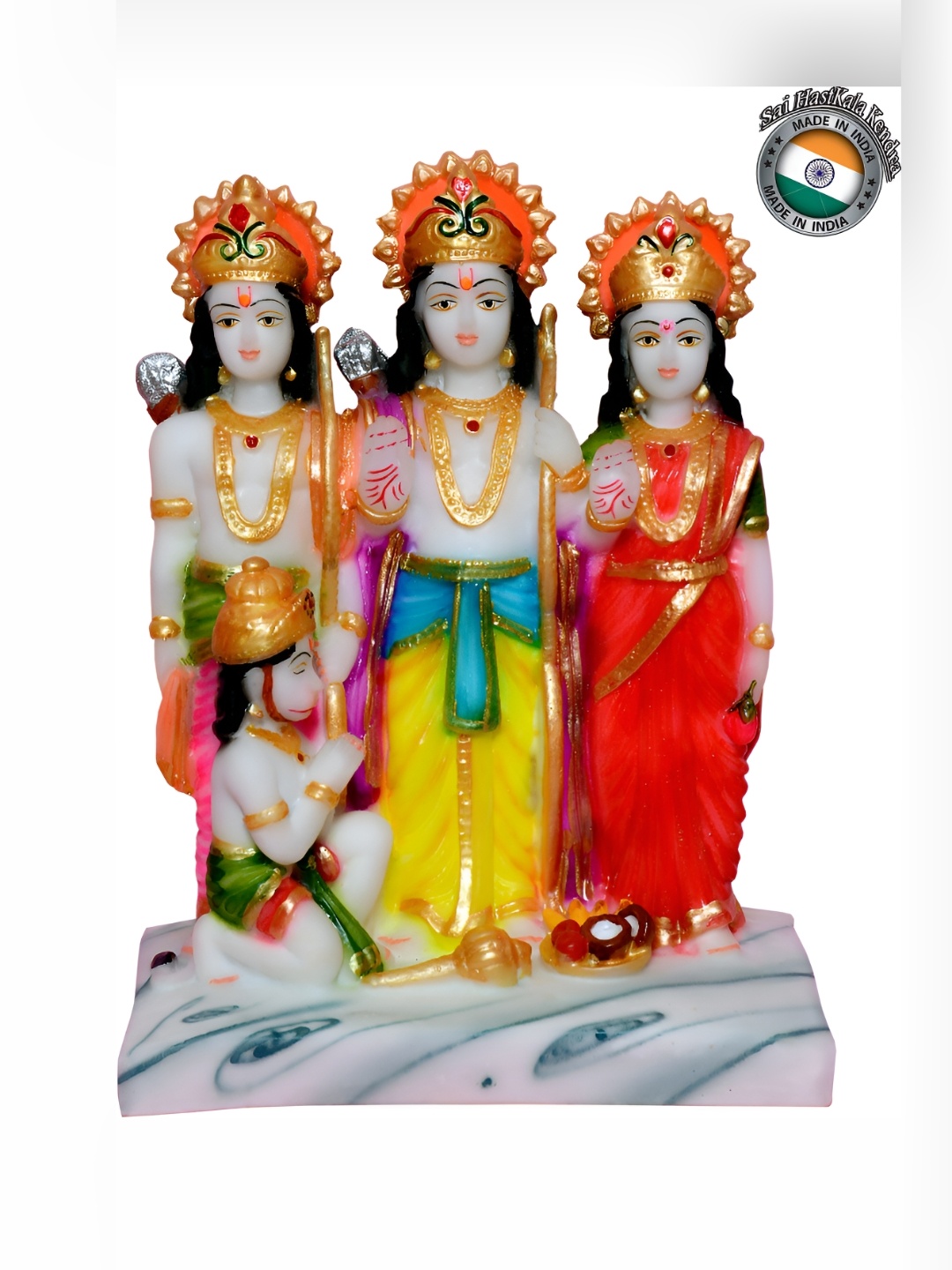 

krishnagallery1 White & Orange Shri Ram Darbar Religious Idol Showpiece