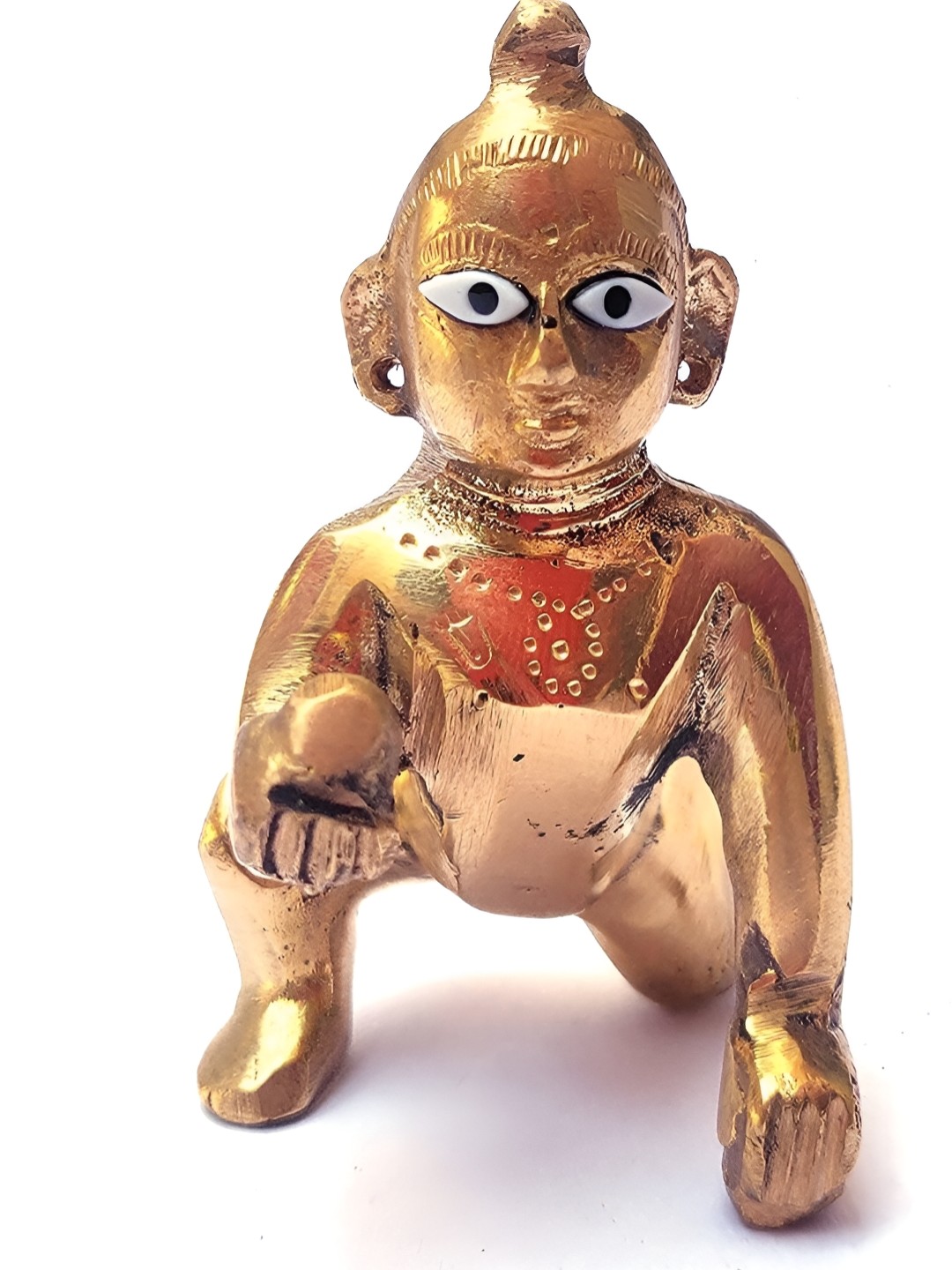 

krishnagallery1 Gold Toned & White Idol Religious Brass Showpiece