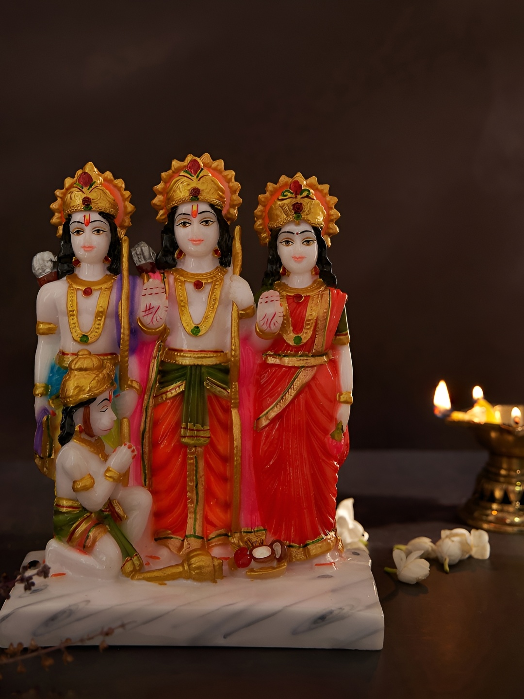 

krishnagallery1 White & Orange Religious Idol Showpiece