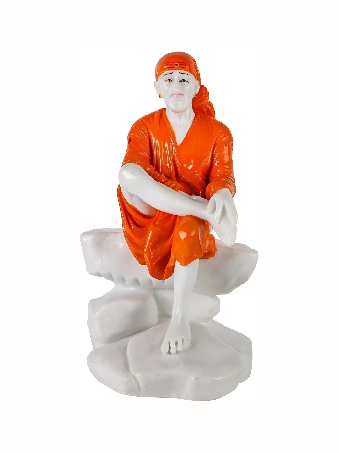 

krishnagallery1 White & Orange Marble Sai Baba Showpiece