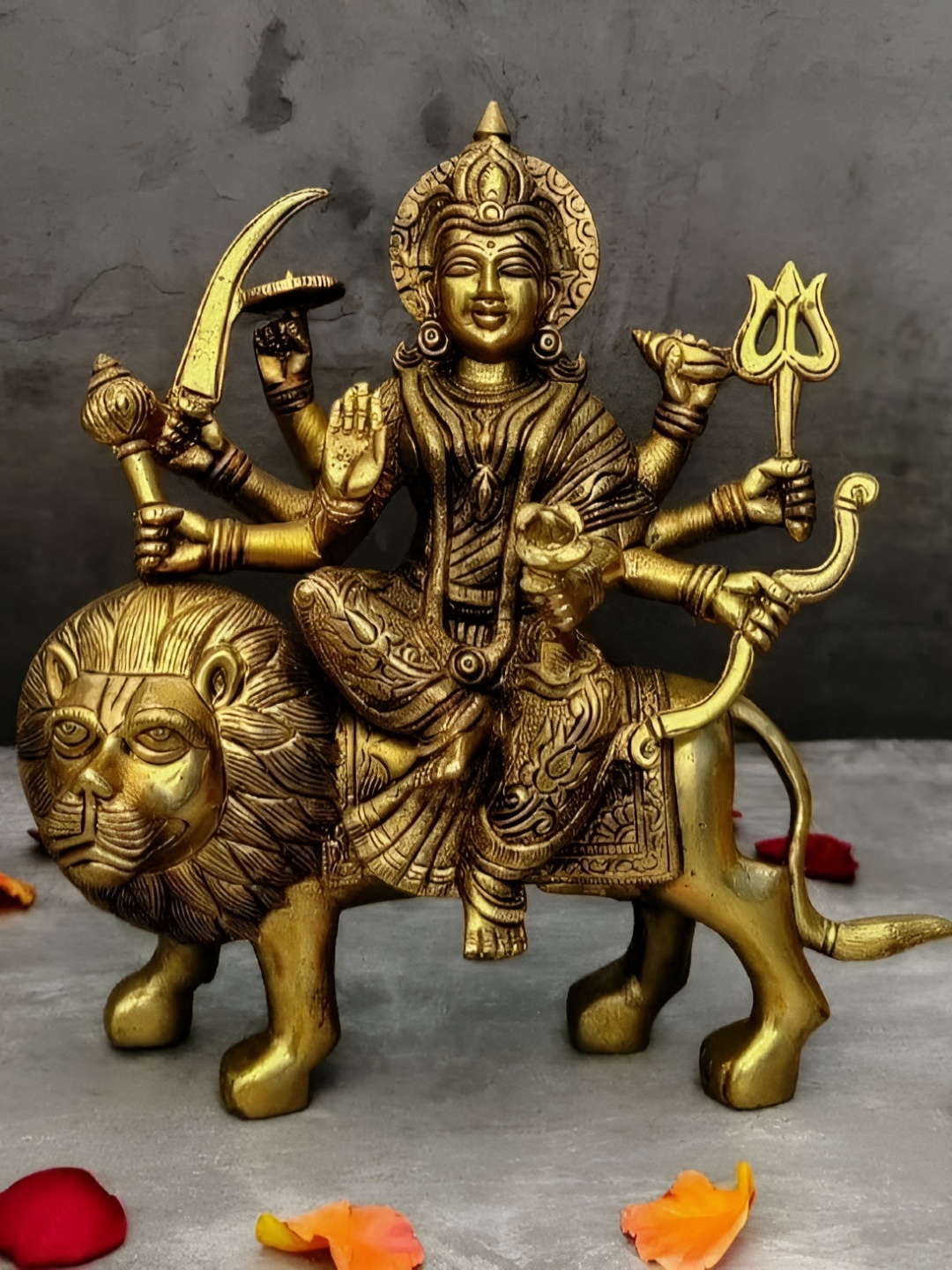 

krishnagallery1 Gold-Toned Brass Sherawali Mata Murti Showpiece