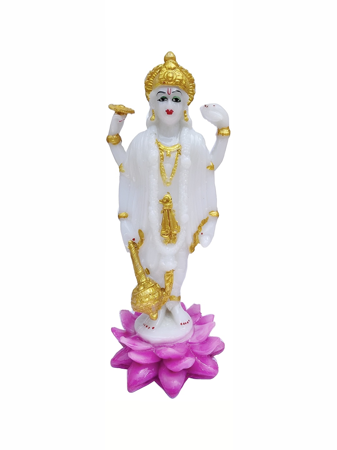 

krishnagallery1 White & Gold-Tone Religious Marble Idol Showpiece