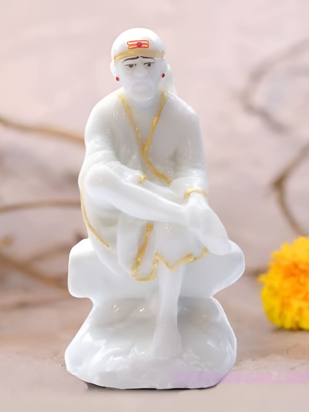

krishnagallery1 White & Gold Toned Religious Marble Showpiece