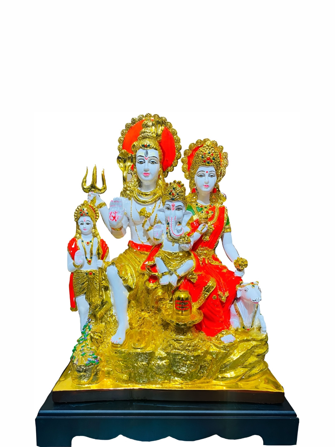 

krishnagallery1 White & Orange Metal Shiv Parivar Bholenath Showpiece
