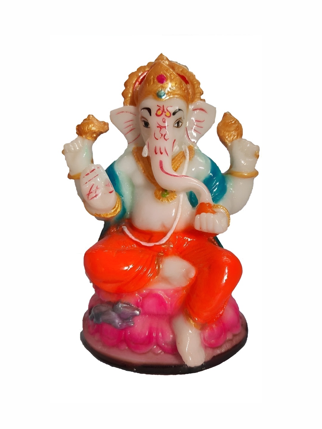 

krishnagallery1 White & Orange Religious Marble Showpiece