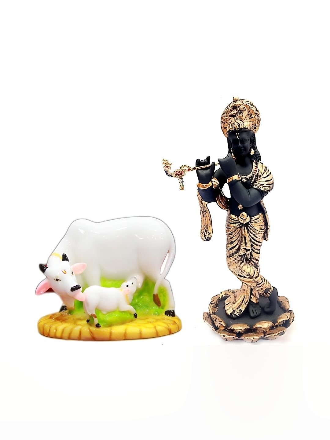 

krishnagallery1 White Black 2 Pieces Krishna Idol Showpiece