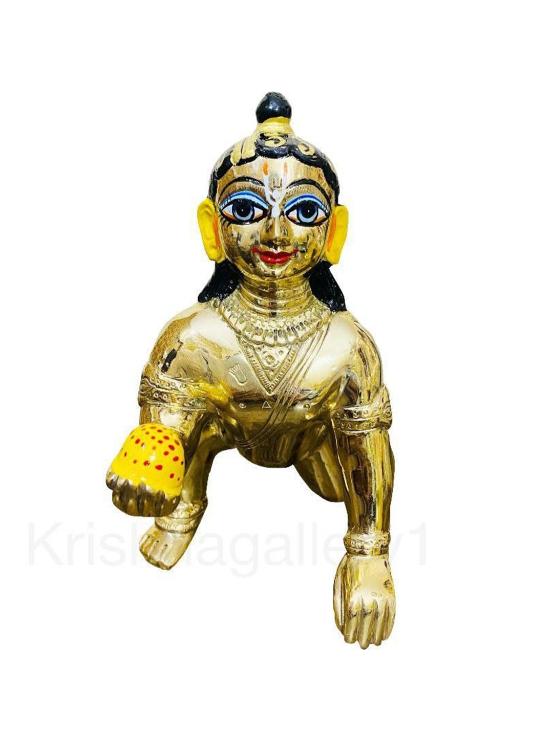 

krishnagallery1 Gold Toned Laddu Gopal Brass Religious Idol Showpiece