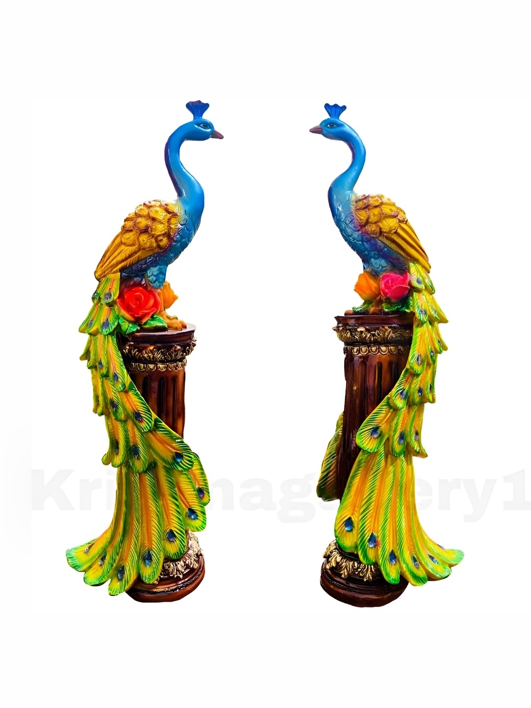 

krishnagallery1 Blue & Yellow Peacock Statue Love Couple Statue Showpiece