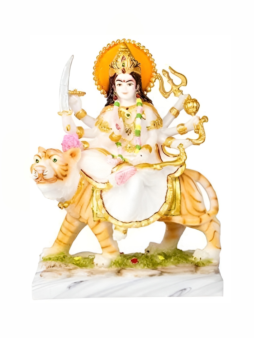 

krishnagallery1 White & Gold toned Religious Marble Showpiece