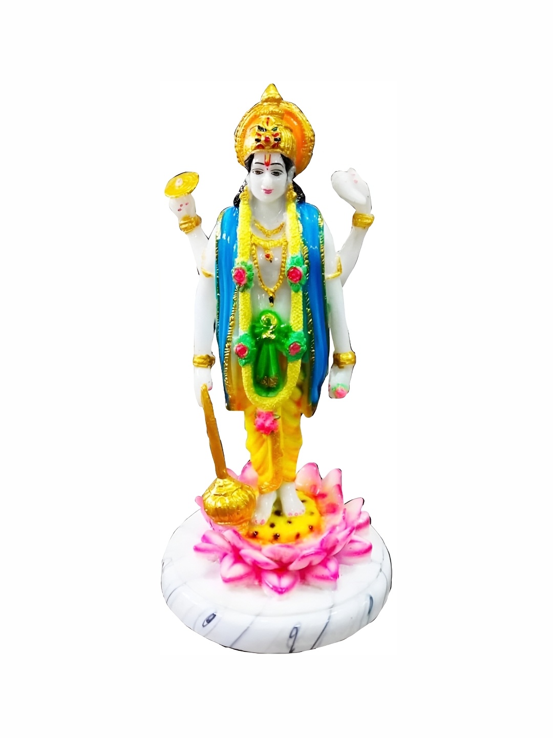 

krishnagallery1 Gold Toned & White marble Idol Showpiece