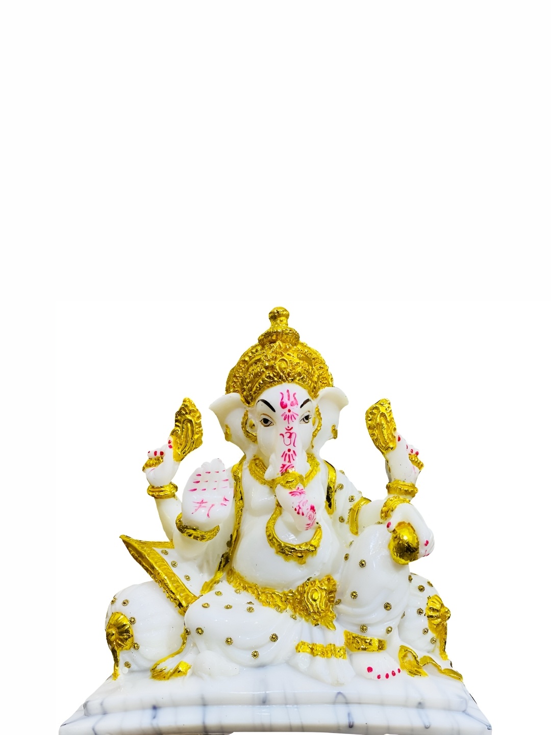 

krishnagallery1 White & Gold-Tone Religious Marble Idol Showpiece