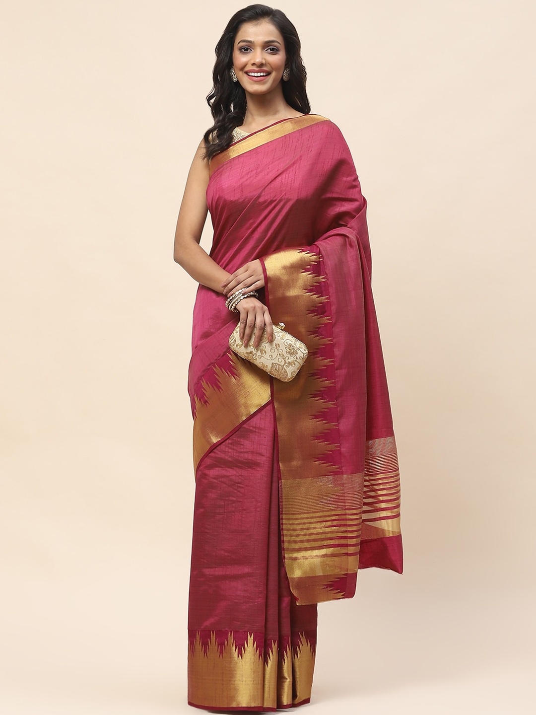 

Meena Bazaar Woven Design Zari Art Silk Saree, Magenta