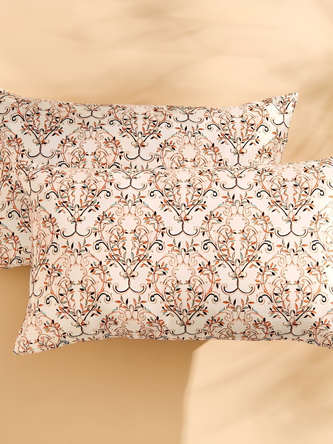 

Home Centre Beige & Orange 2 Pieces Ethnic Motifs Rectangle Cushion Covers