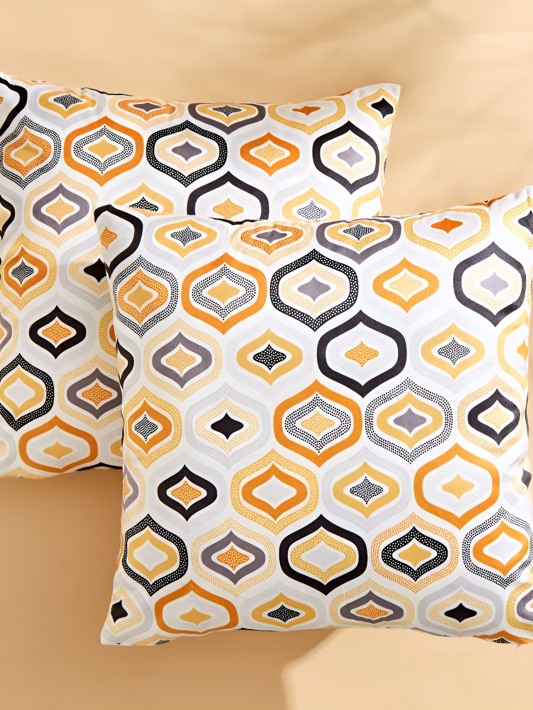 

Home Centre Yellow & White Set of 2 Geometric Square Cushion Covers