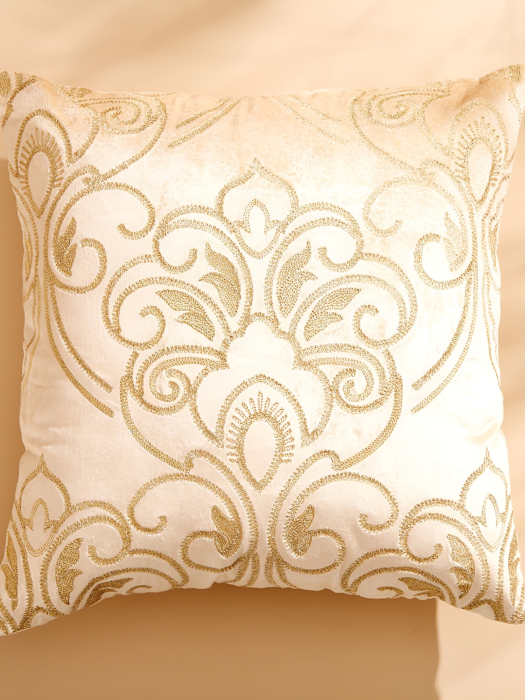 

Home Centre Vellum Mollie Beige & Gold Toned Ethnic Motifs Square Cushion Cover