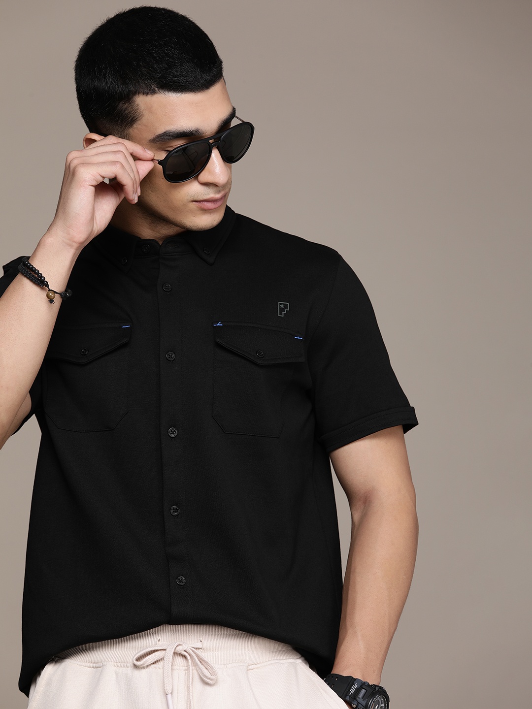 

FORCE IX Solid Relaxed Fit Casual Shirt, Black