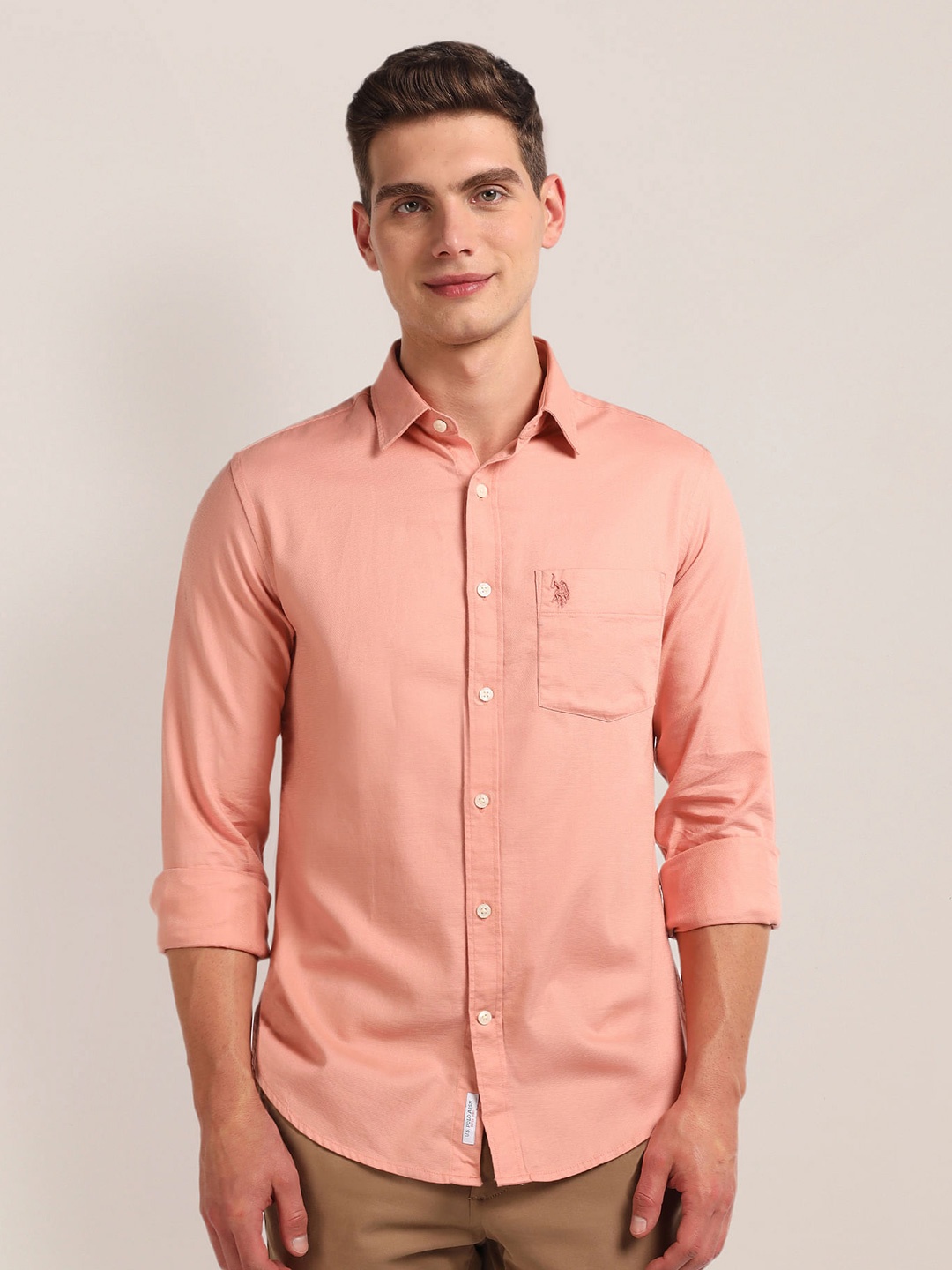 

U.S. Polo Assn. Tailored Fit Cutaway Collar Casual Shirt, Orange
